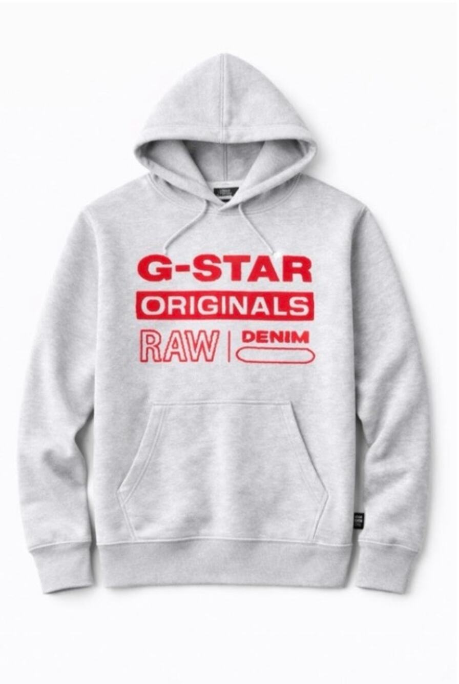 G-STAR DESSTRESSED ORIGINALS HOODED (GREY/RED)
